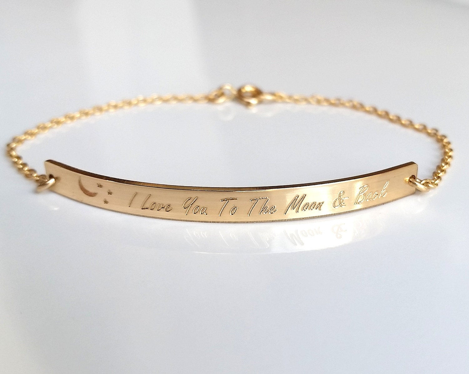 Love You To The Moon And Back Bracelet
 Gold I Love You To The Moon And Back Bar Bracelet