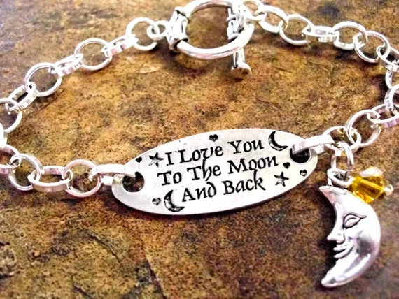 Love You To The Moon And Back Bracelet
 Moon Bracelet I Love You to the Moon and Back by CharmAccents