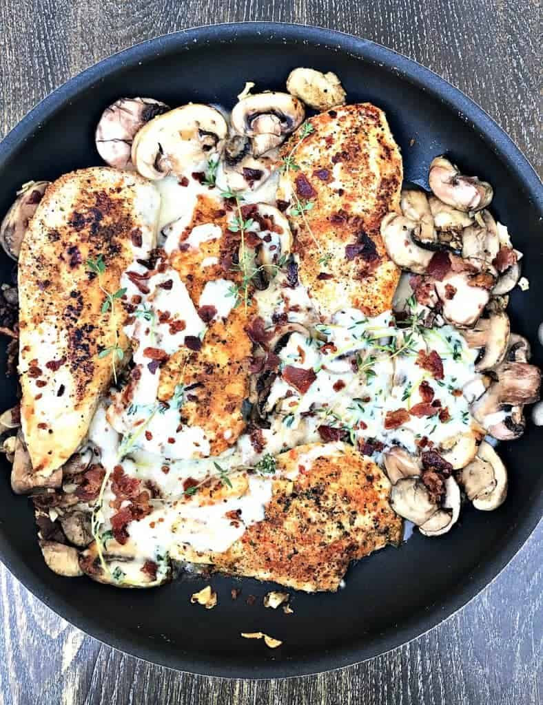 Low Fat Sauces For Chicken
 Low Carb Keto Bacon Mushroom Chicken in Cream Sauce with Thyme