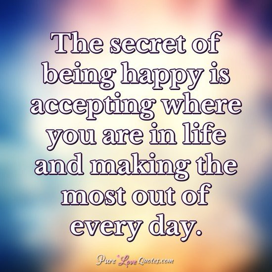 Make The Most Of Life Quotes
 The secret of being happy is accepting where you are in