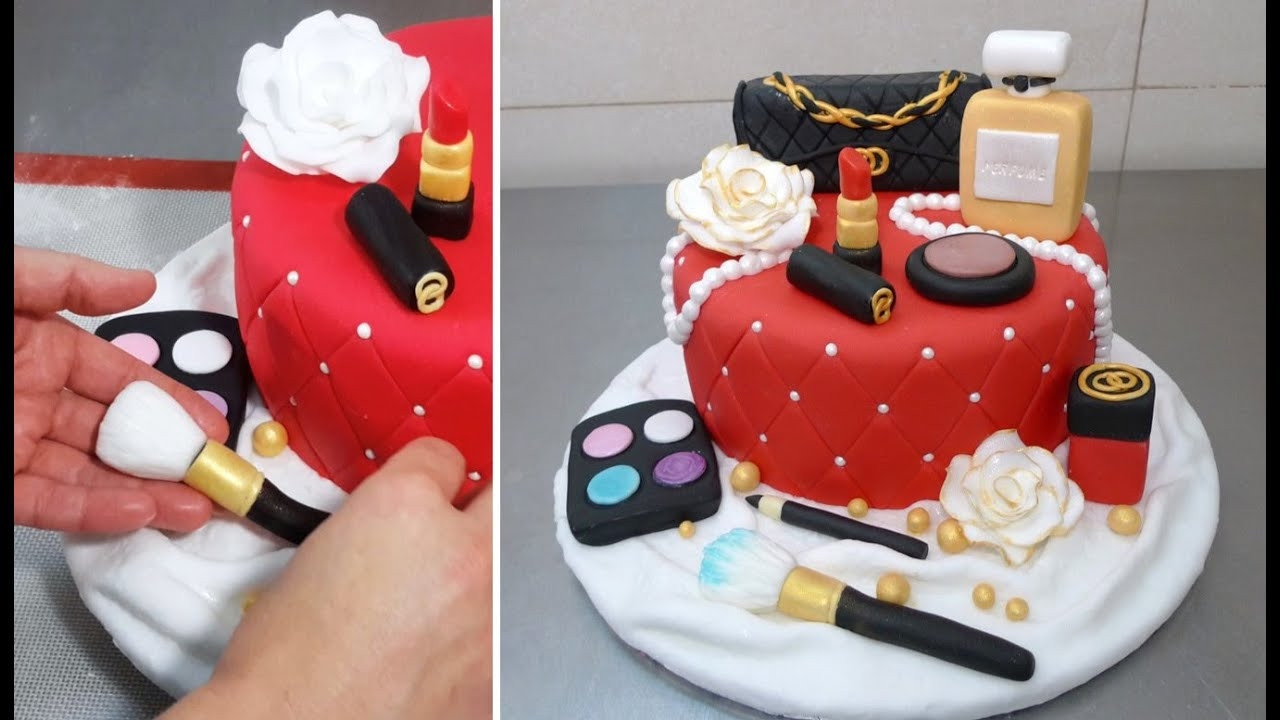 Makeup Birthday Cake
 MAKEUP Fashion Cake How To Make Torta Maquillajes by