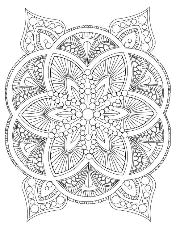 Mandalas Printable Coloring Pages
 Abstract Mandala Coloring Page for Adults Digital Download