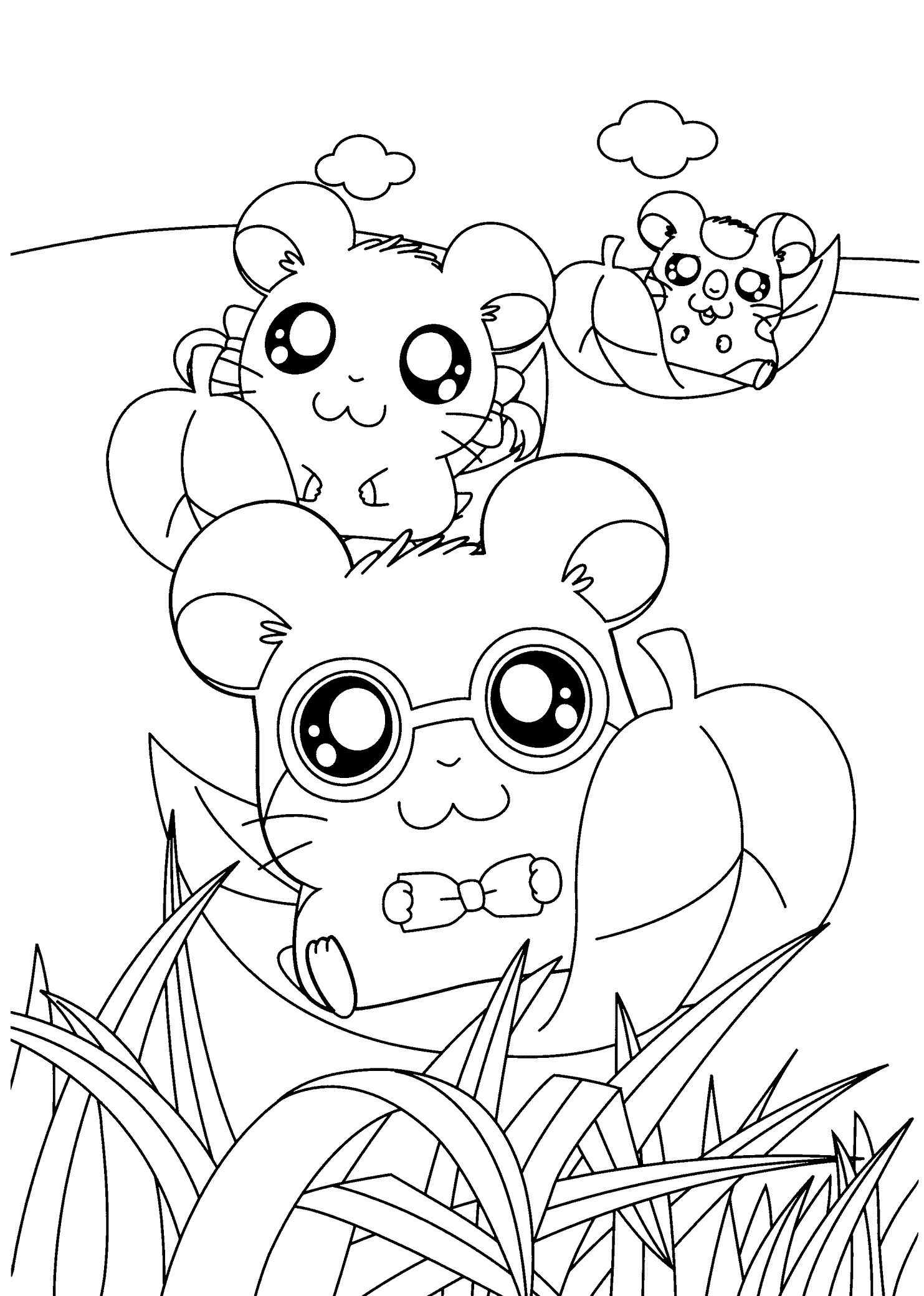 Manga Coloring Pages For Kids
 Hamtaro funny anime coloring pages for kids printable