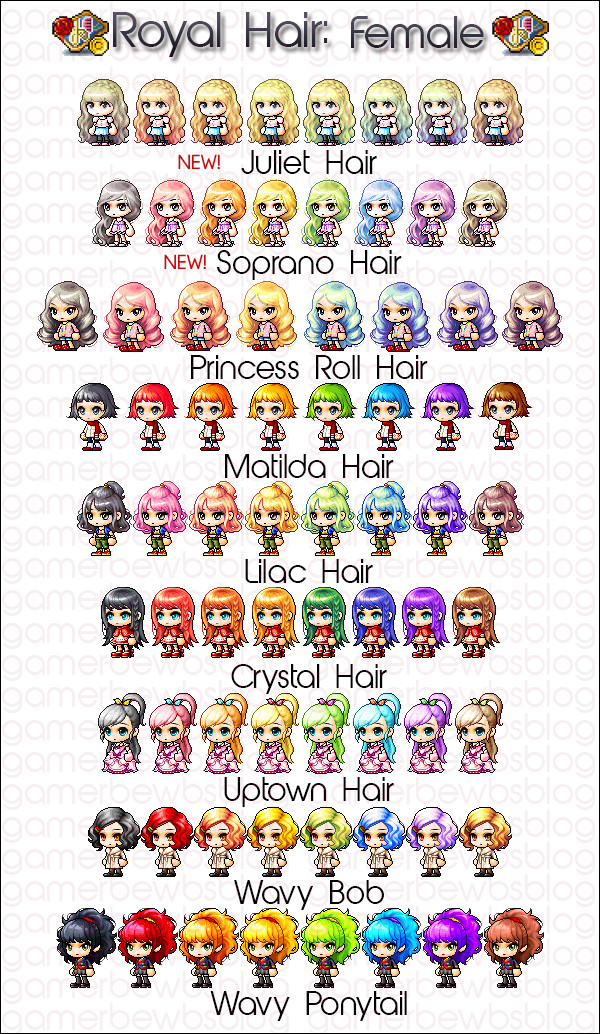 Maplestory Female Hairstyles
 gMS Royal Hair and Face – January 2014