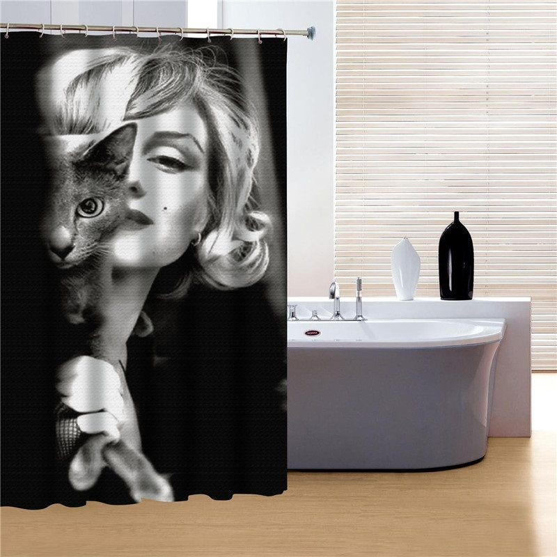 Marilyn Monroe Bathroom Decor
 Marilyn Monroe with Cat Shower Curtain Bathroom Decor