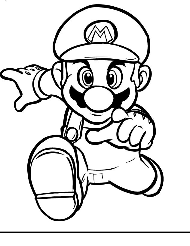 Mario Coloring Pages Printable
 Mario Coloring pages Black and white super Mario