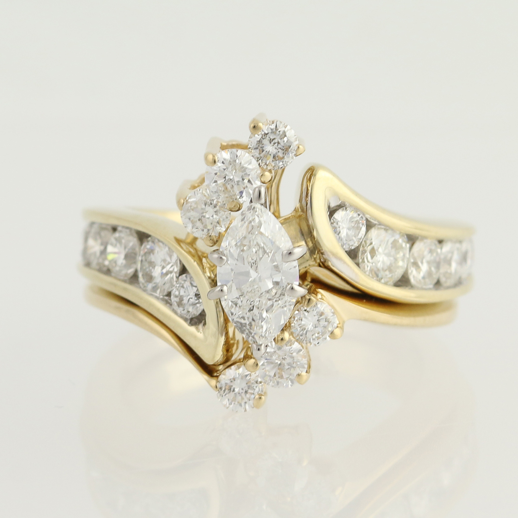 Marquise Cut Wedding Rings
 Diamond Engagement Ring & Wedding Band 14k Gold Marquise