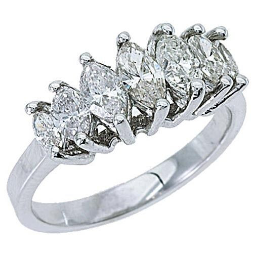 Marquise Cut Wedding Rings
 1 28 CARAT WOMENS MARQUISE CUT 7 STONE DIAMOND RING