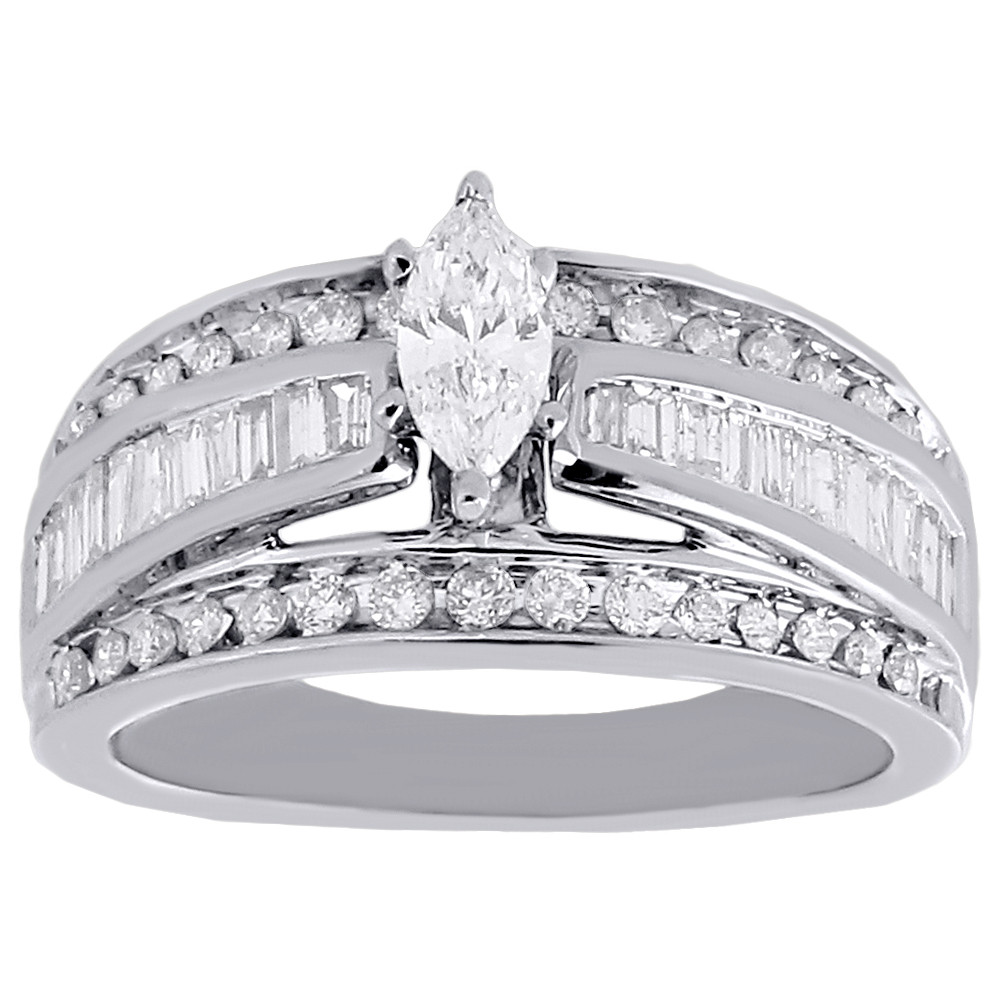Marquise Cut Wedding Rings
 14K White Gold Marquise Cut Solitaire Diamond Wedding