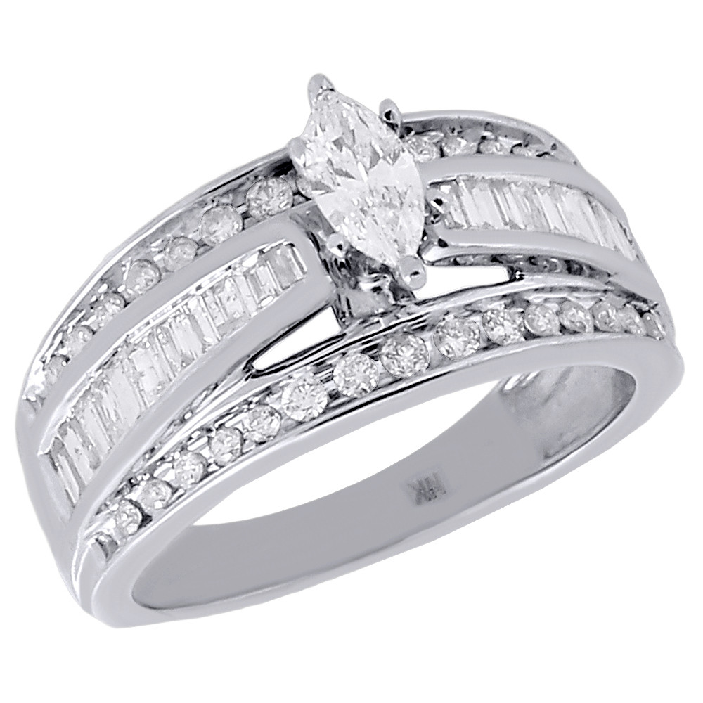 Marquise Cut Wedding Rings
 14K White Gold Marquise Cut Solitaire Diamond Wedding