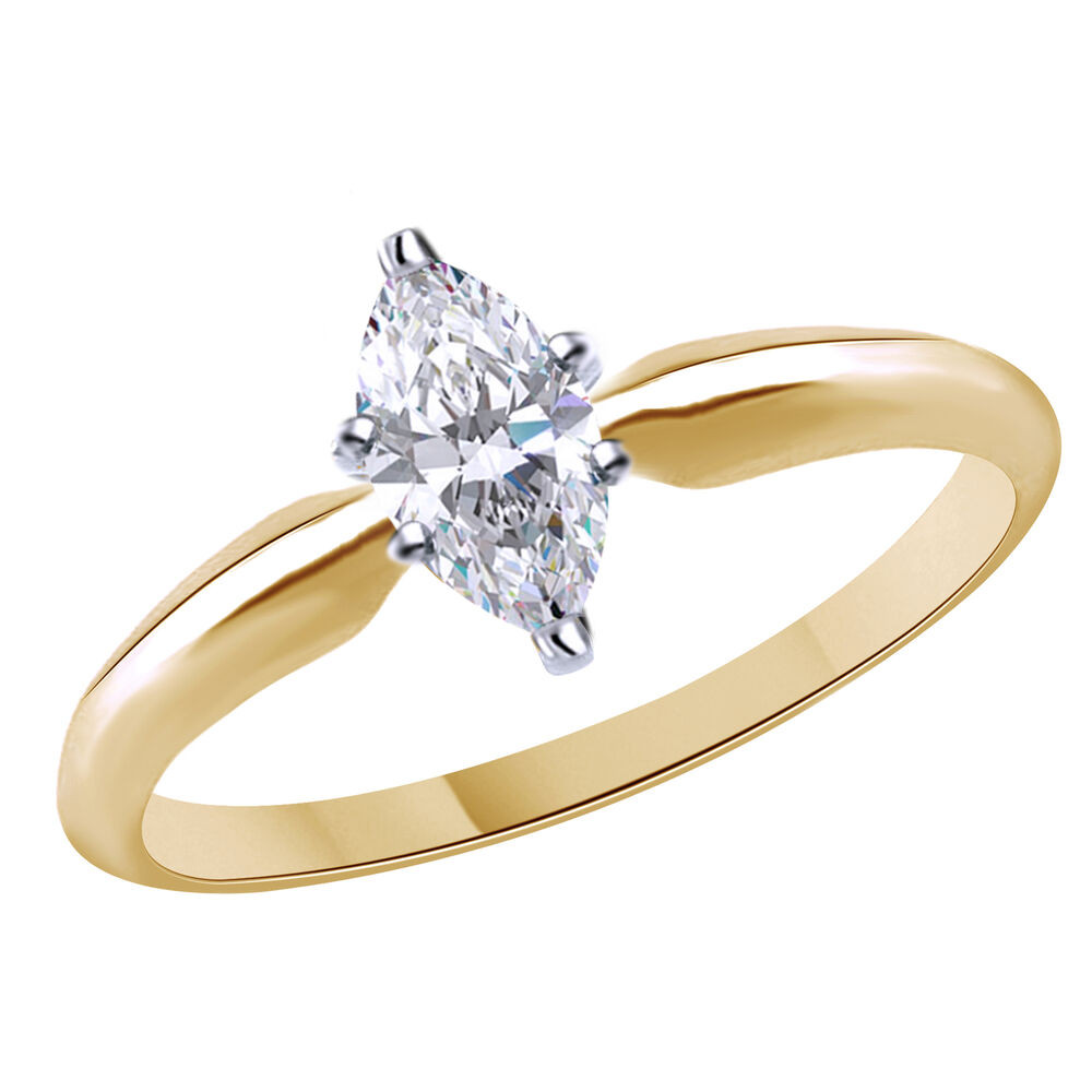 Marquise Cut Wedding Rings
 3 4Ct Marquise Cut Solitaire Engagement Ring 14K Yellow