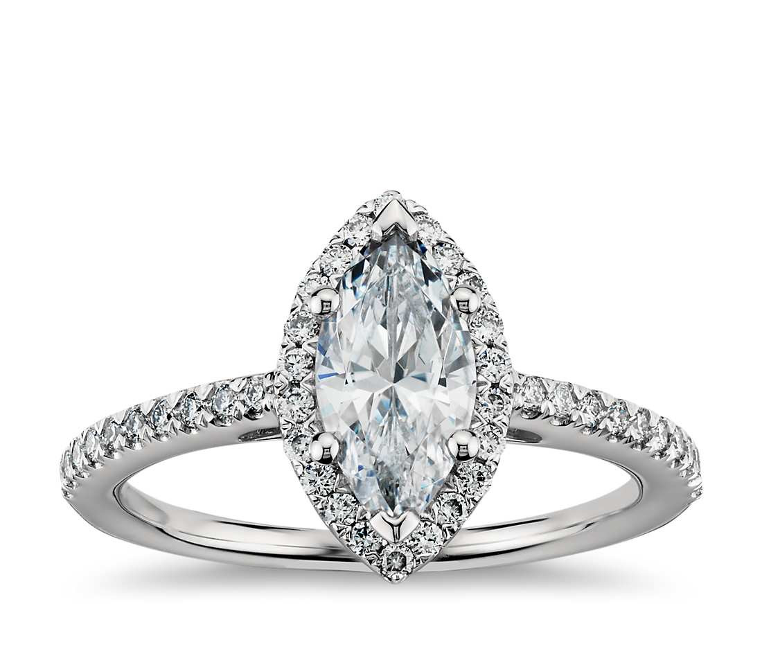 Marquise Cut Wedding Rings
 Marquise Cut Halo Diamond Engagement Ring in Platinum