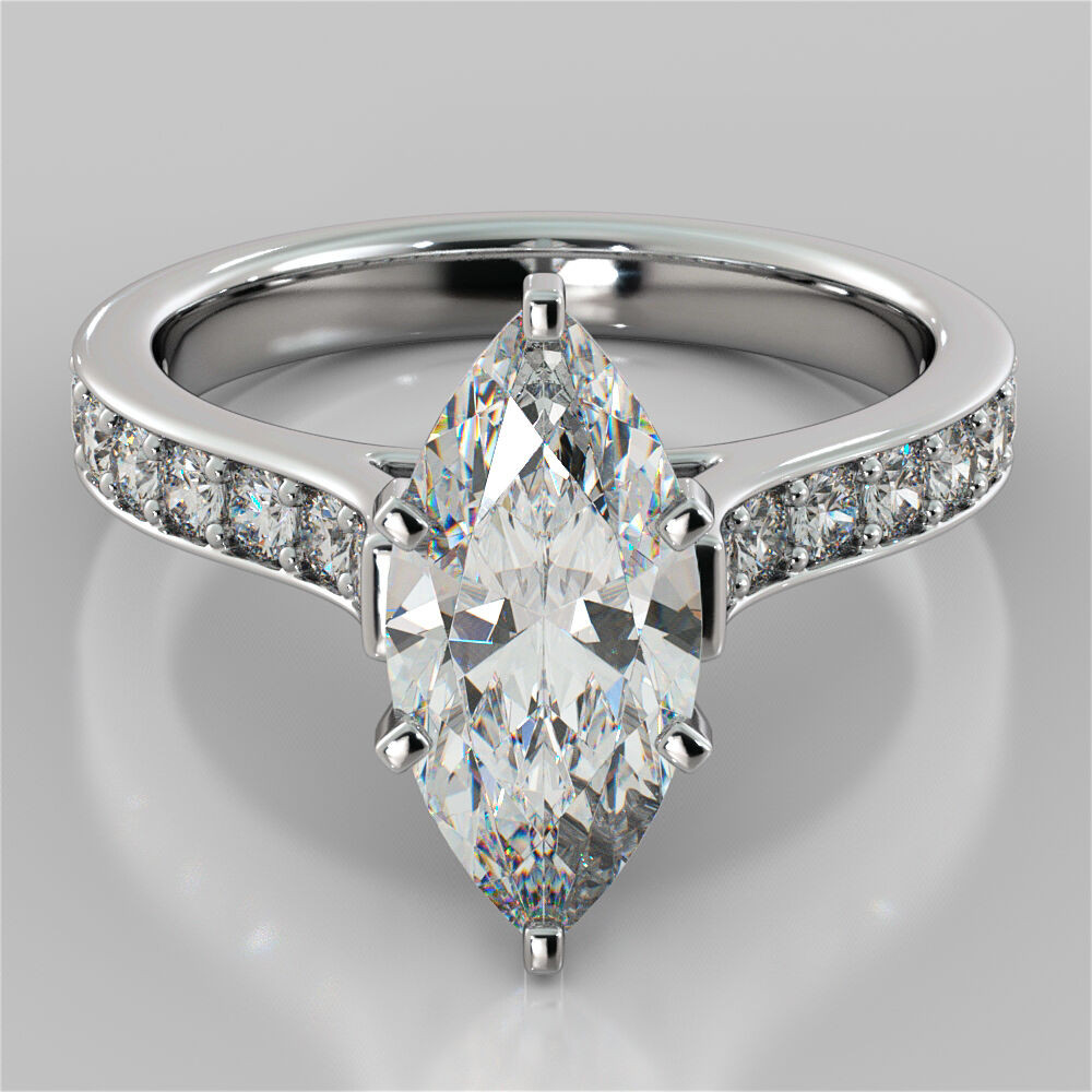 Marquise Cut Wedding Rings
 Marquise Cut Cathedral Engagement Ring 14K White Gold
