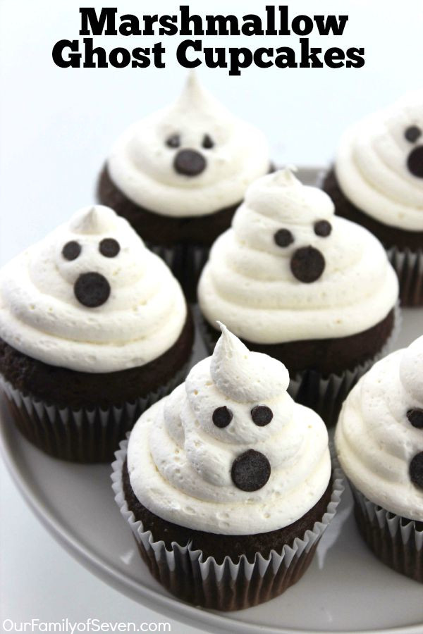 Marshmallow Recipes For Kids
 Marshmallow Ghost Cupcakes OurFamilyofSeven
