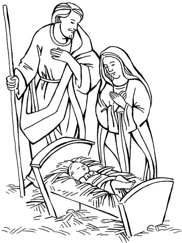 Mary And Baby Jesus Coloring Page
 Shepherd And Mary Adore Baby Jesus Coloring Page Kids