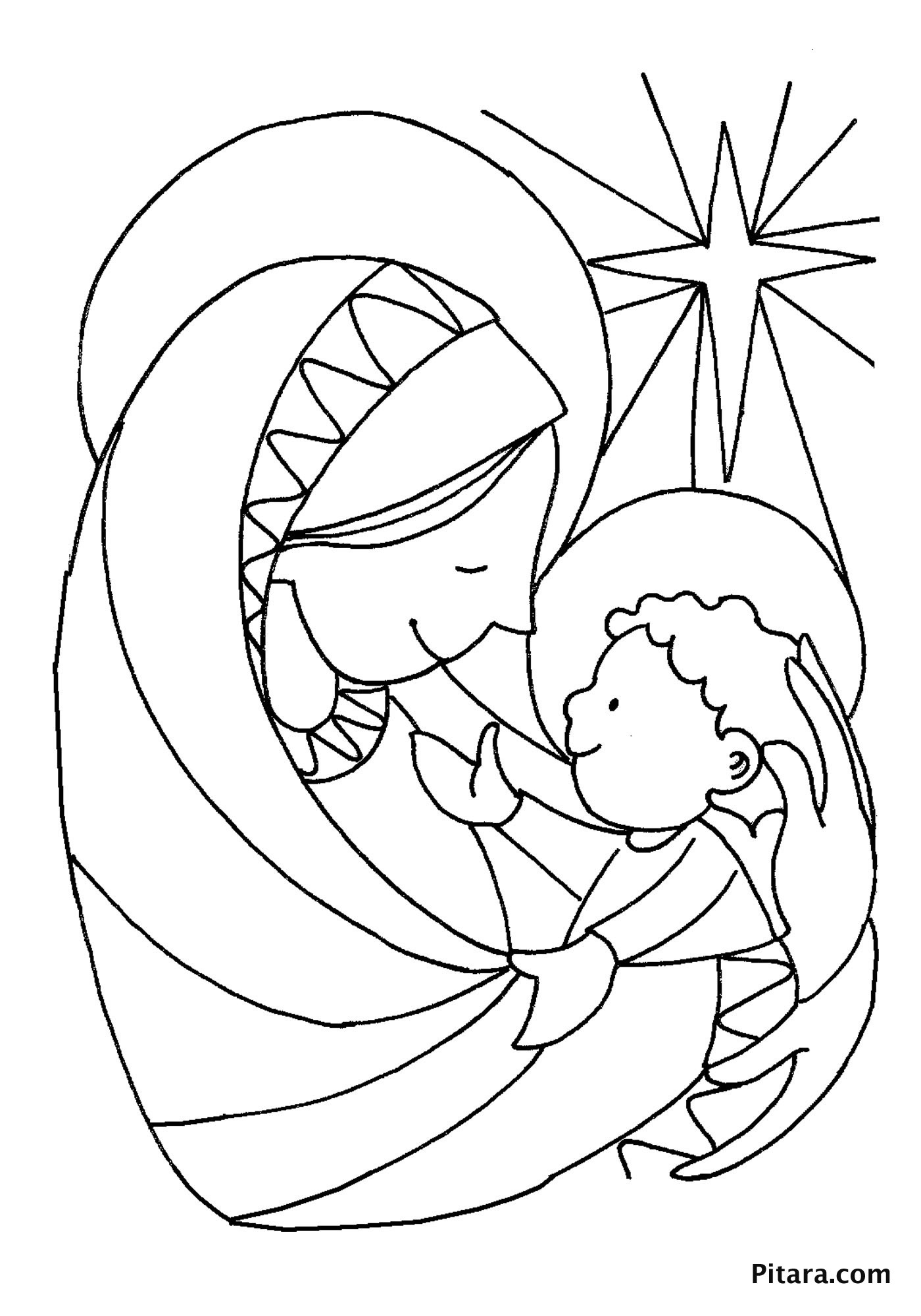 Mary And Baby Jesus Coloring Page
 Mary & baby Jesus – Coloring page