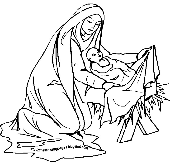 Mary And Baby Jesus Coloring Page
 XMAS COLORING PAGES