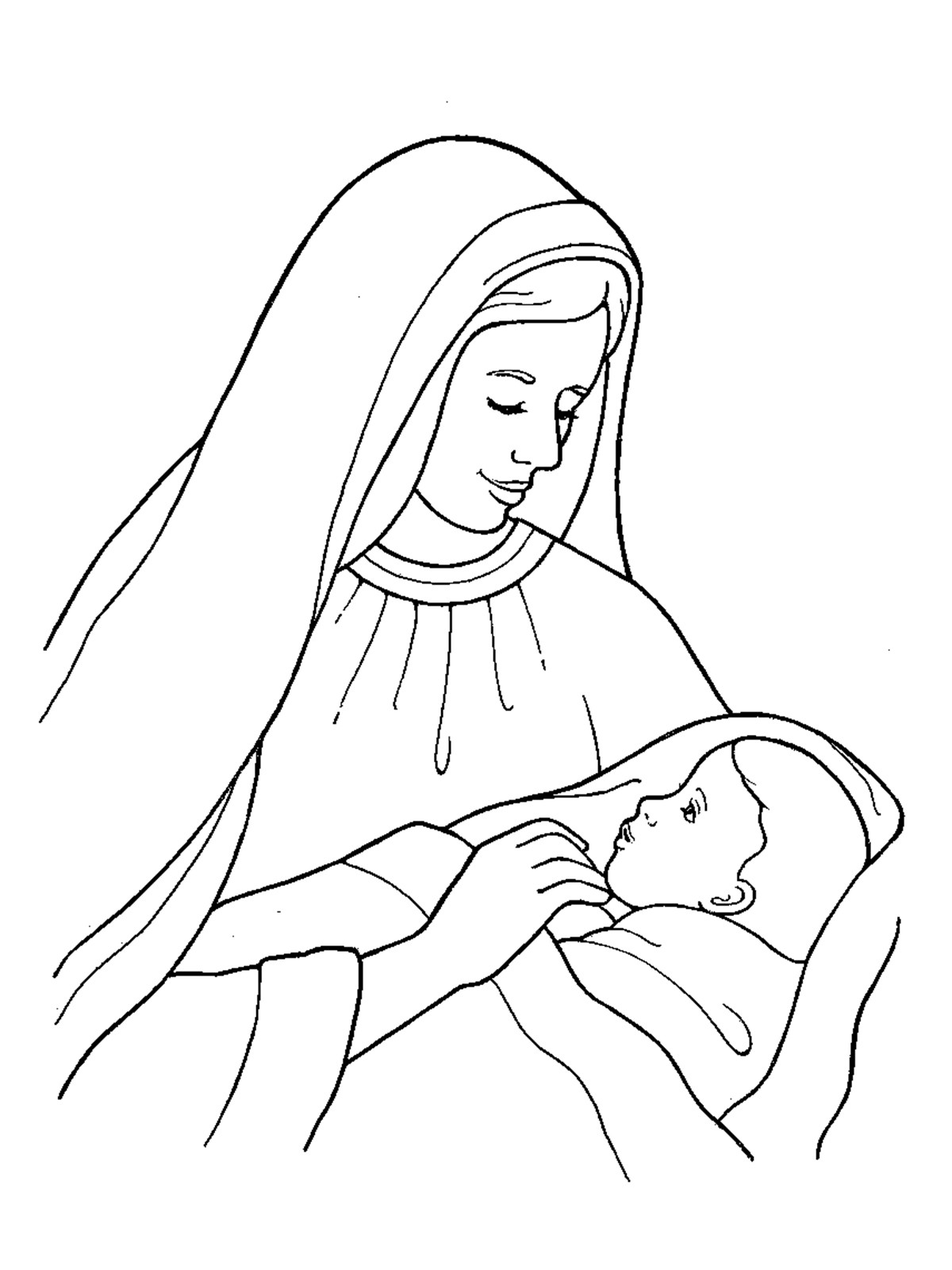 Mary And Baby Jesus Coloring Page
 Nativity Mary with Baby Jesus