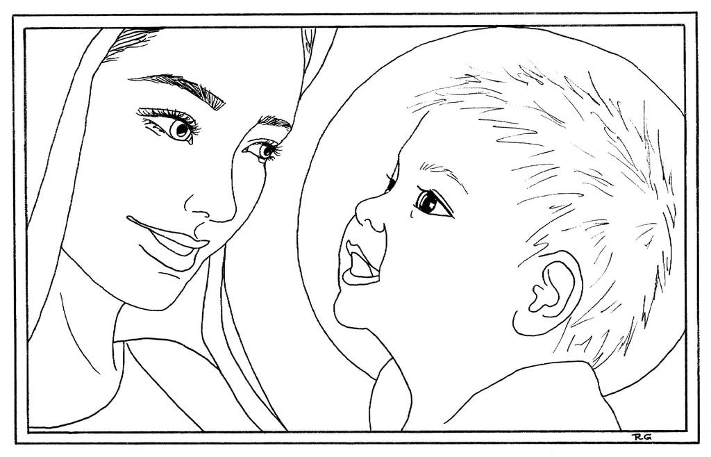Mary And Baby Jesus Coloring Page
 Mary and baby Jesus coloring page by piesn on DeviantArt