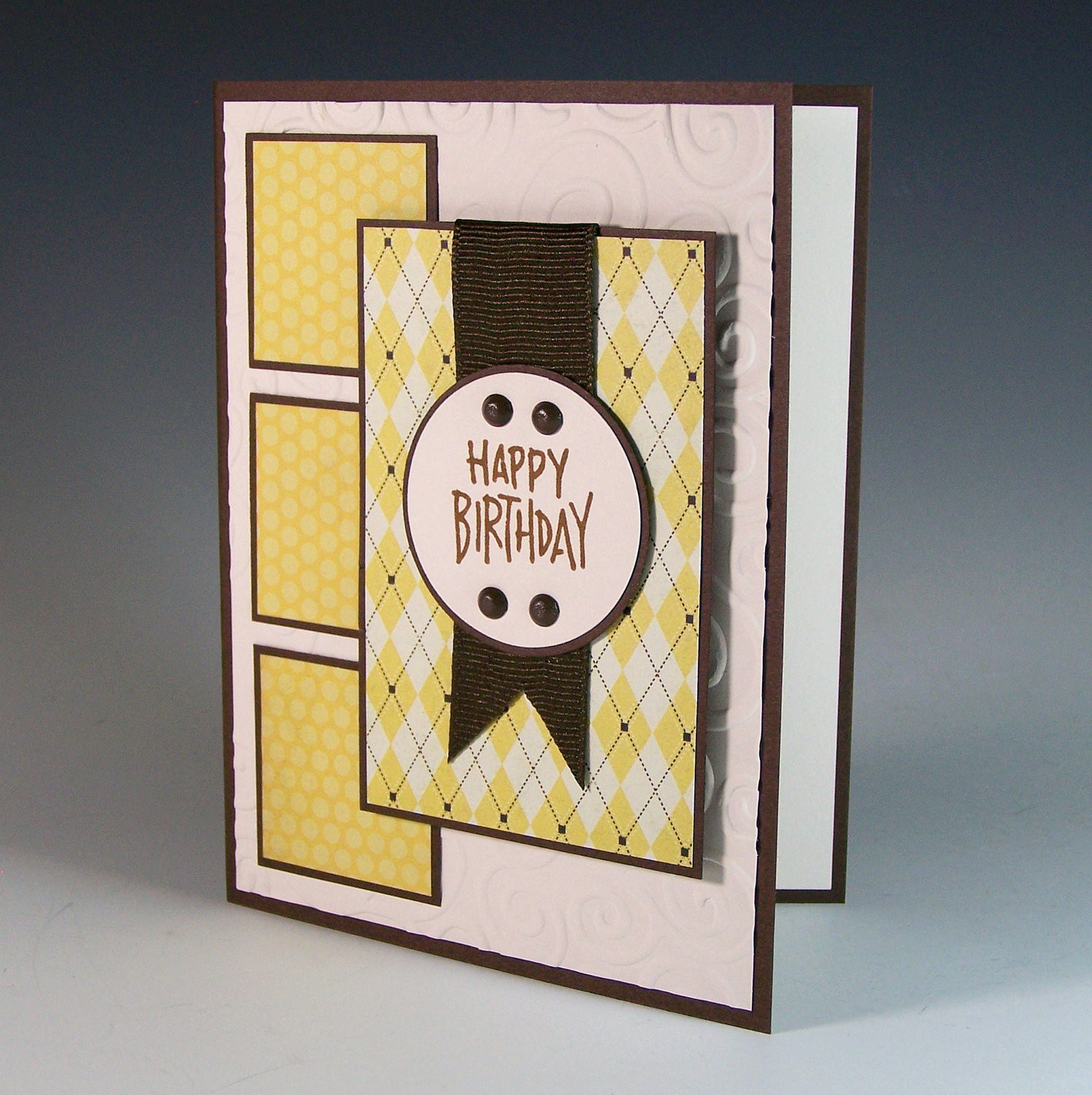 Masculine Birthday Cards
 Happy Birthday Card Masculine Birthday Card Yellow Polka