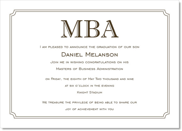 Mba Graduation Party Ideas
 Simple Border Brown and White Graduation Invitations by IB