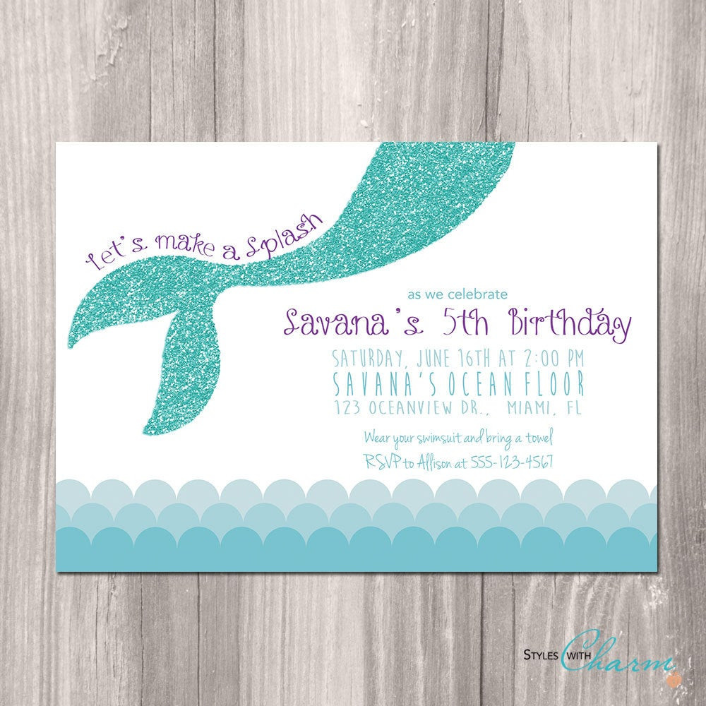 Mermaid Birthday Invitation
 Mermaid Birthday Invitation Little Mermaid Invitation