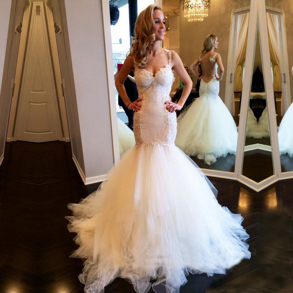 Mermaid Trumpet Wedding Dress
 y Mermaid Trumpet Straps Lace Wedding Dress Bridal Gown