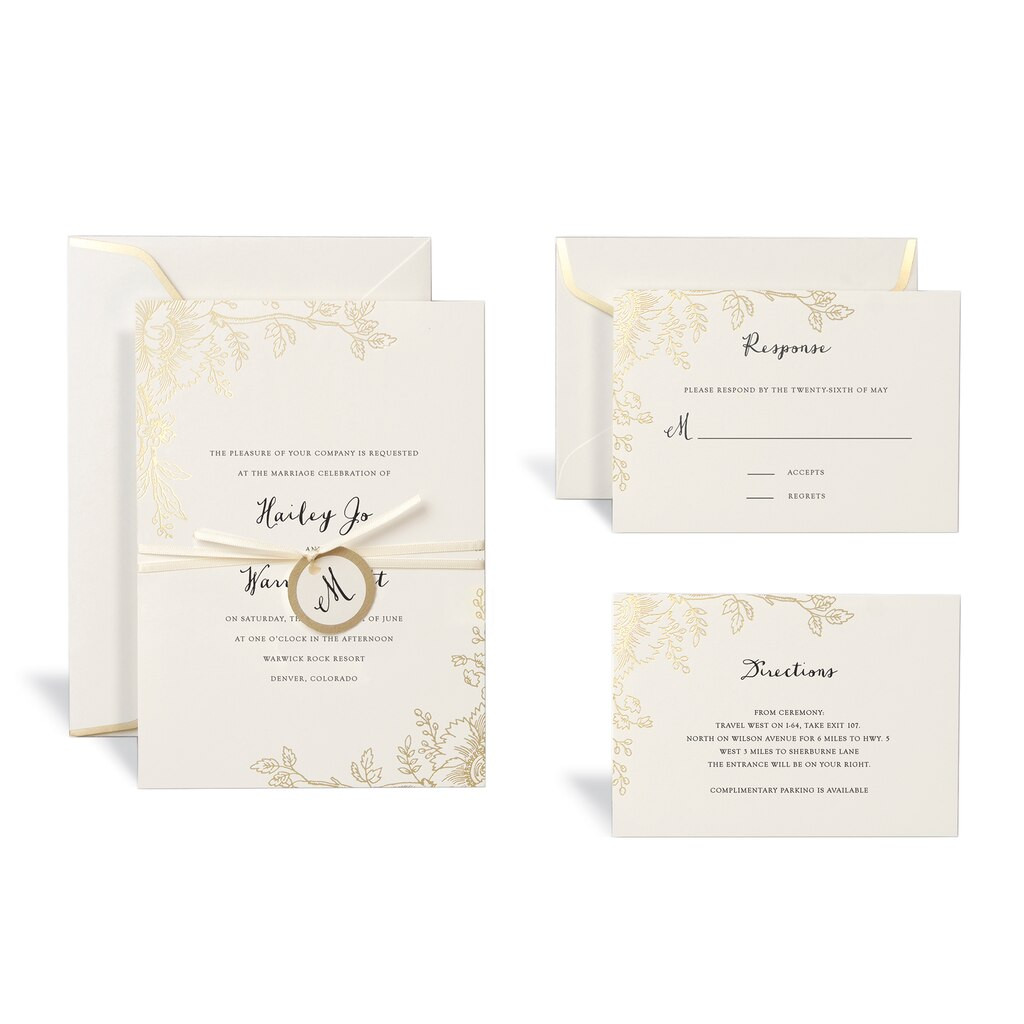 Michaels Wedding Invitations
 Shop for the Floral Gold Wedding Invitation Kit By