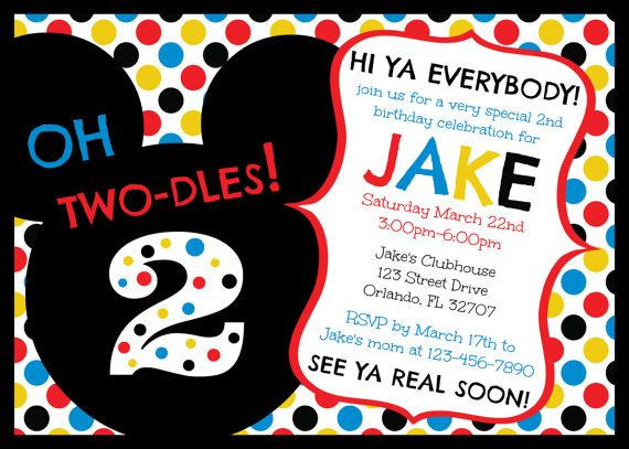Mickey Mouse 2nd Birthday Invitations
 Mickey Mouse Clubhouse Oh Two dles 2nd Birthday Invitation