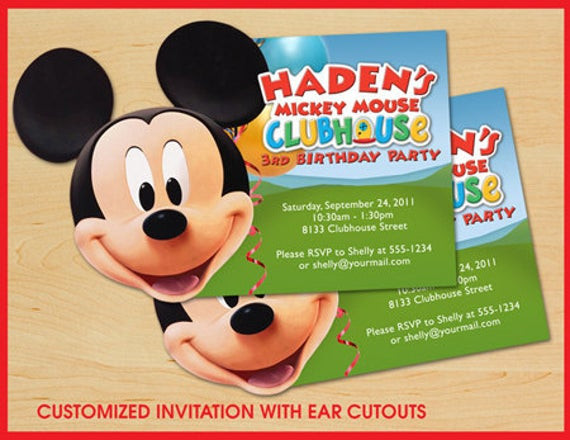 Mickey Mouse Clubhouse Birthday Invitations Personalized
 Mickey Mouse Clubhouse Birthday Invitations CUSTOM