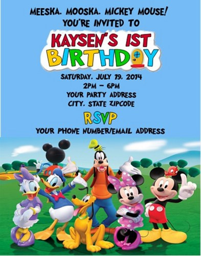 Mickey Mouse Clubhouse Birthday Invitations Personalized
 Mickey Mouse Clubhouse Birthday Party Invitations