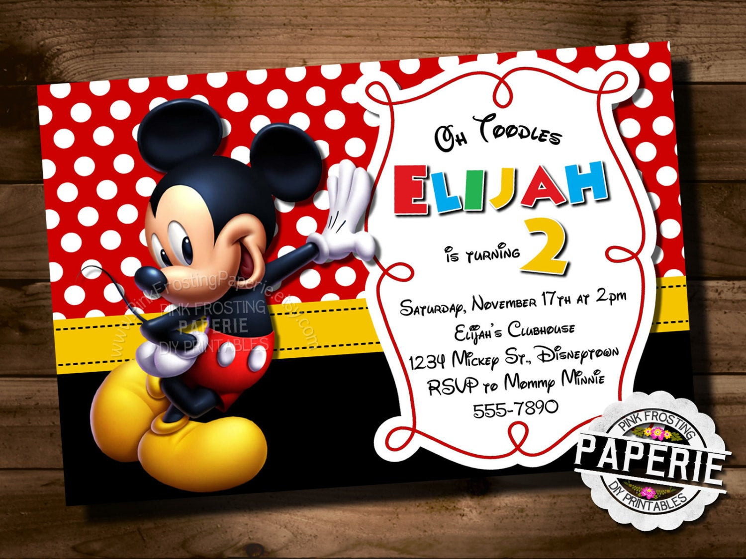 Mickey Mouse Clubhouse Birthday Invitations Personalized
 MICKEY MOUSE Birthday Invitation Mickey Mouse Clubhouse