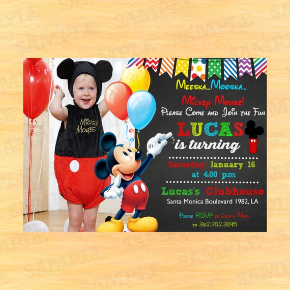 Mickey Mouse Clubhouse Birthday Invitations Personalized
 Custom Mickey Mouse 1st Birthday Invitations by PartyInstant