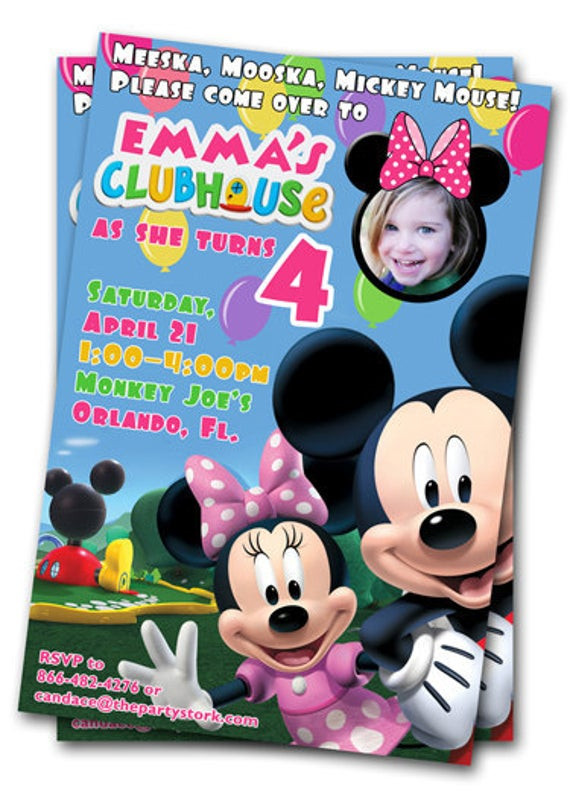 Mickey Mouse Clubhouse Birthday Invitations Personalized
 Minnie Mouse Birthday Invitations Printable Custom Kids