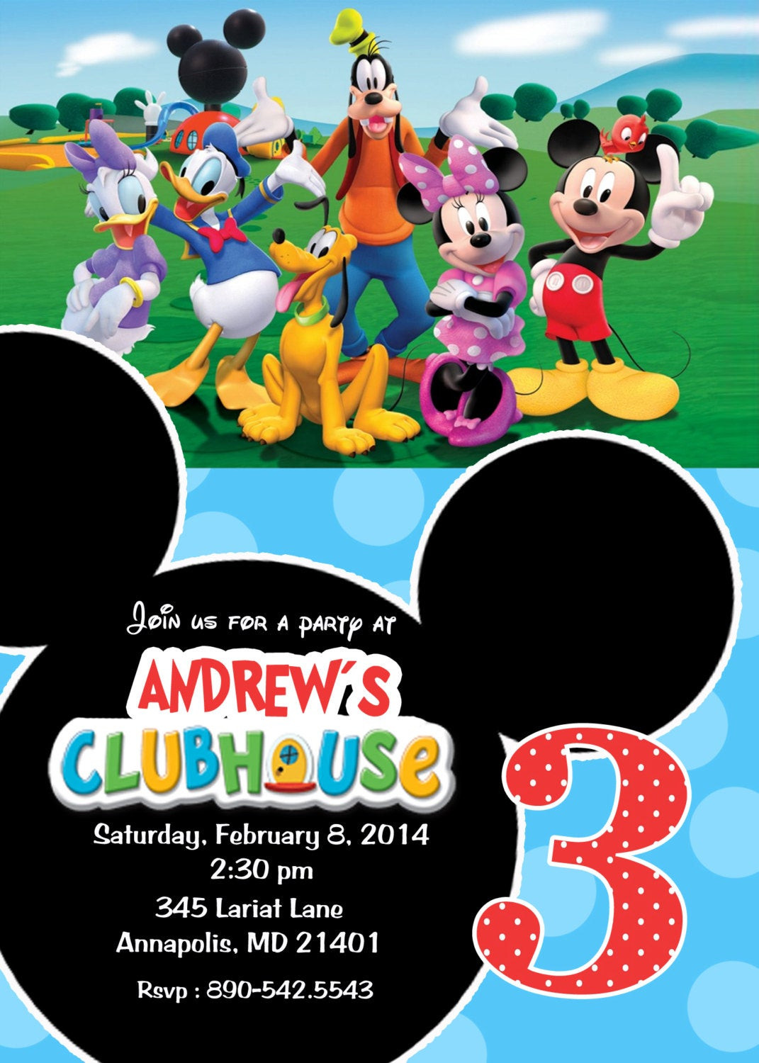 Mickey Mouse Clubhouse Birthday Invitations Personalized
 Mickey Mouse Clubhouse Birthday Party by PrettyPaper