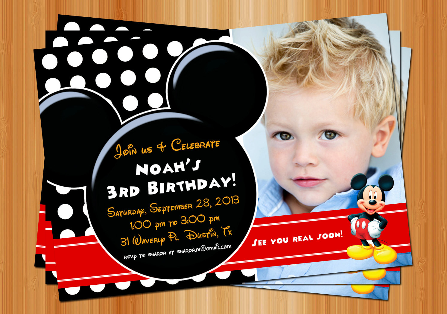 Mickey Mouse Photo Birthday Invitations
 Mickey Mouse Birthday Invitation Printable Birthday Party