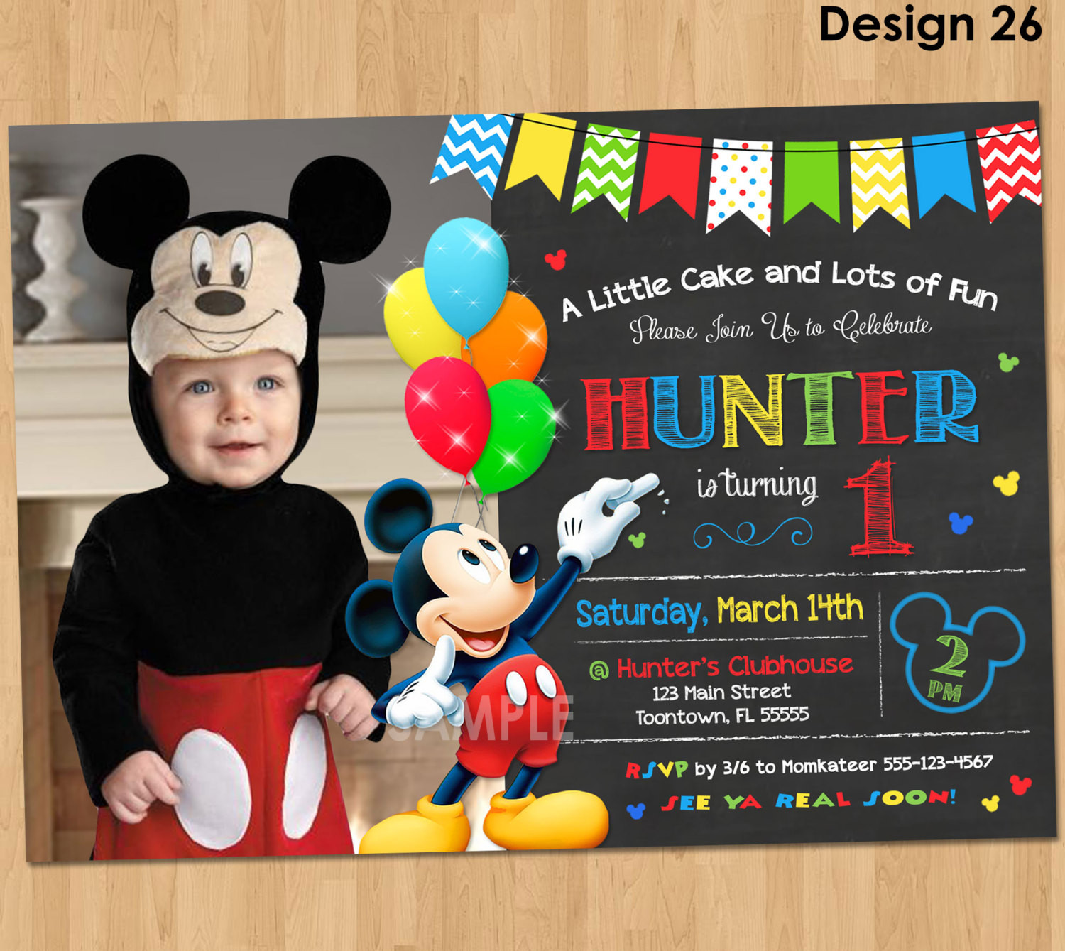 Mickey Mouse Photo Birthday Invitations
 Mickey Mouse Invitation Birthday Mickey Mouse 1st Birthday