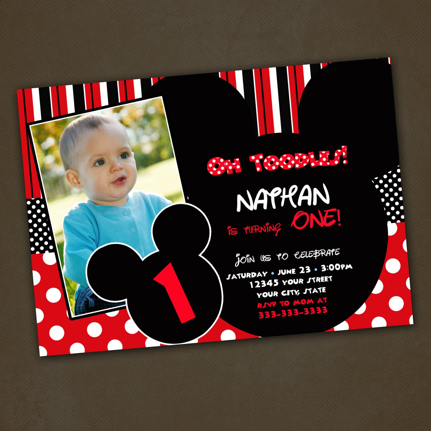 Mickey Mouse Photo Birthday Invitations
 Unavailable Listing on Etsy