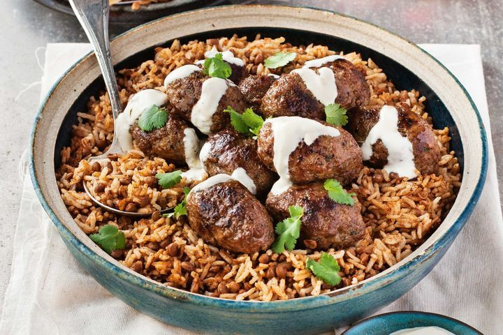 Middle Eastern Recipes
 Middle Eastern lamb koftas with aromatic lentil rice
