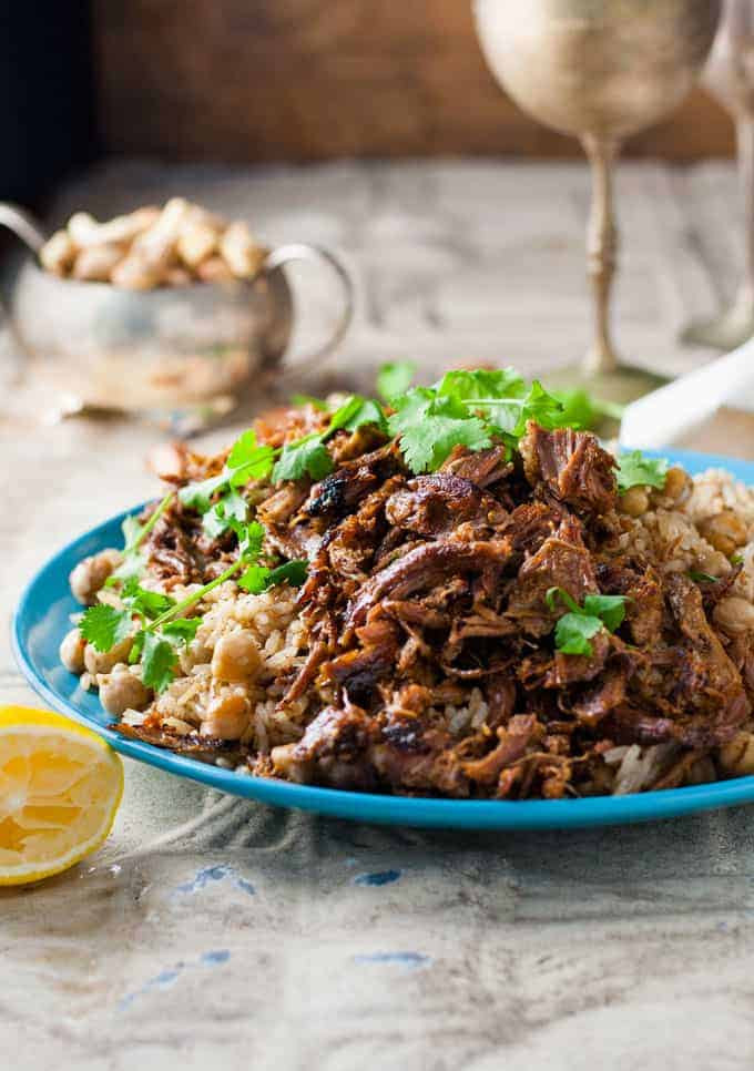 Middle Eastern Recipes
 Middle Eastern Shredded Lamb with Chickpea Pilaf Rice