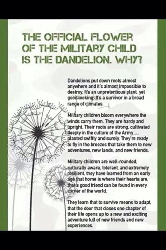 Military Children Quotes
 The dandelion is the represents military brats a