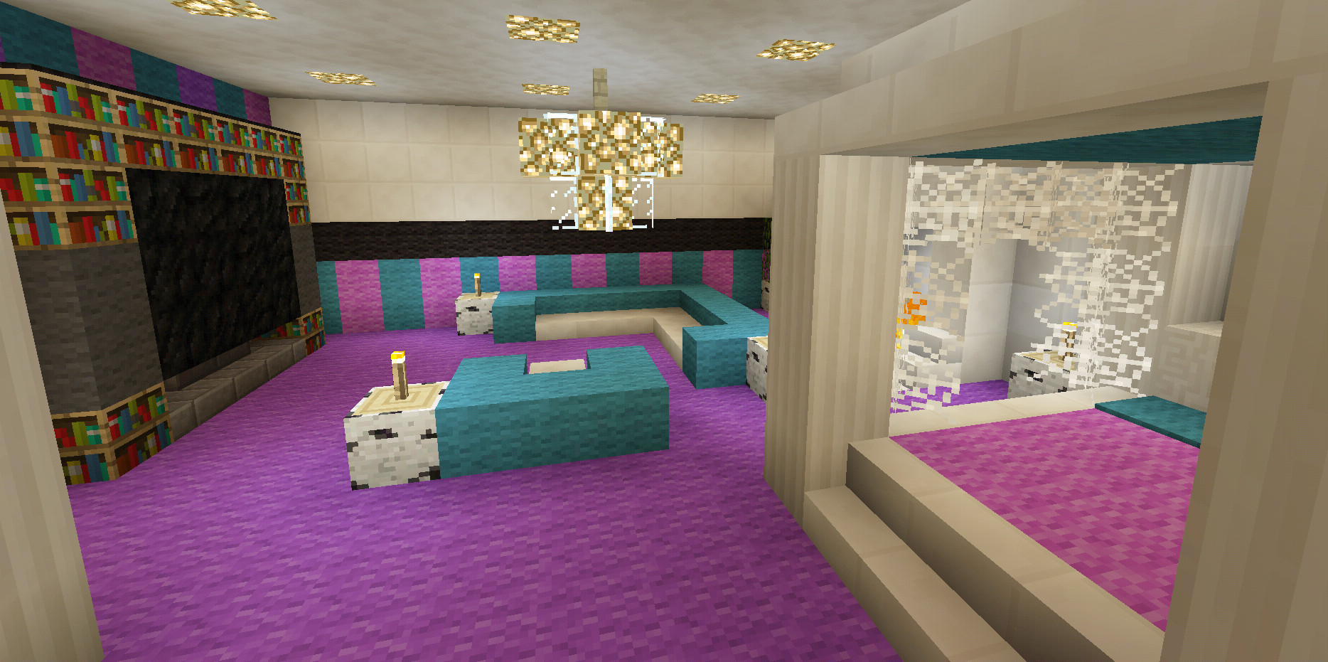 Minecraft Bedroom Wallpaper
 Minecraft Bedroom Pink Girl Purple Wallpaper Wall Design