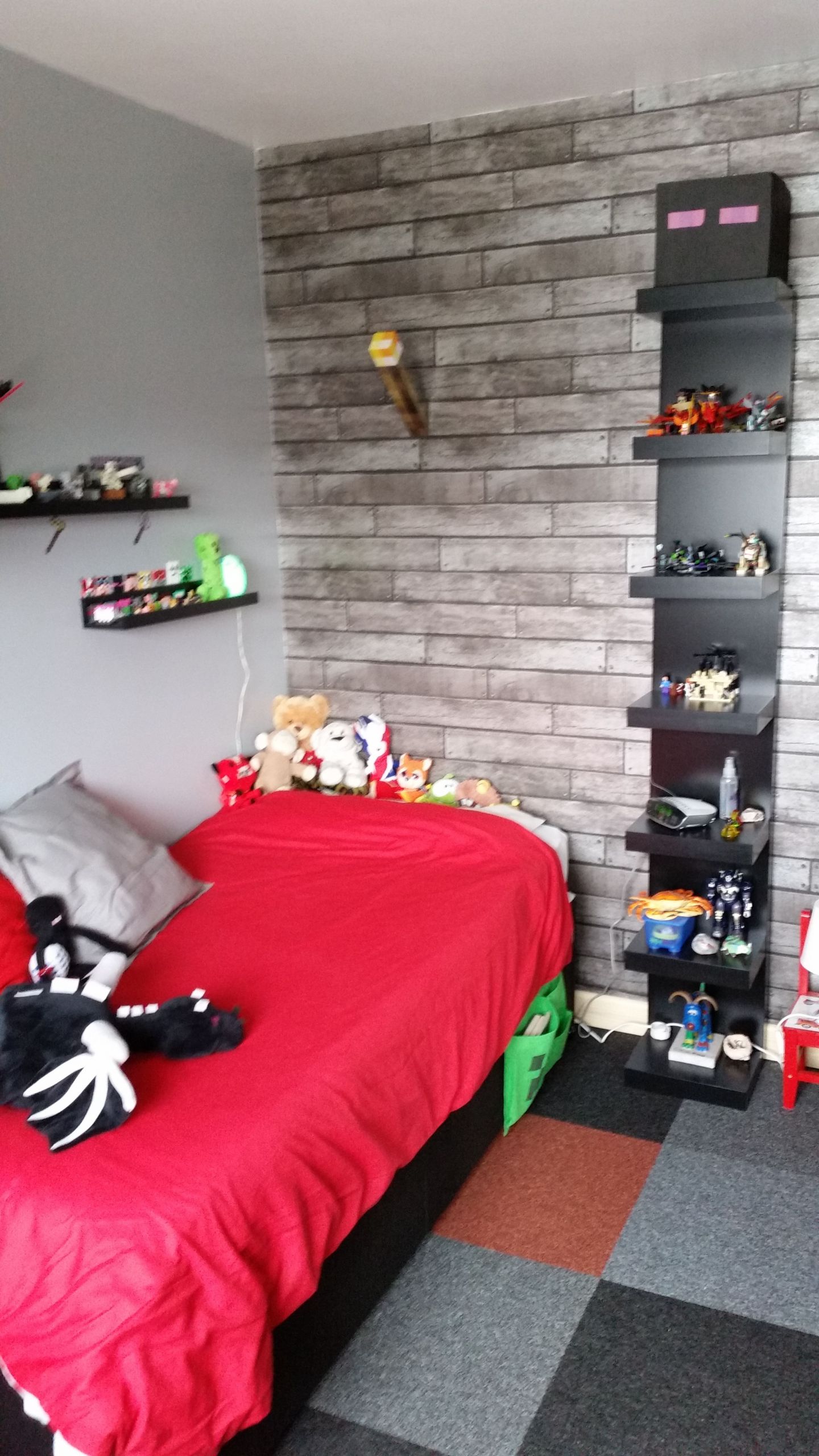 Minecraft Bedroom Wallpaper
 Minecraft bedroom using Ikea furniture in black red