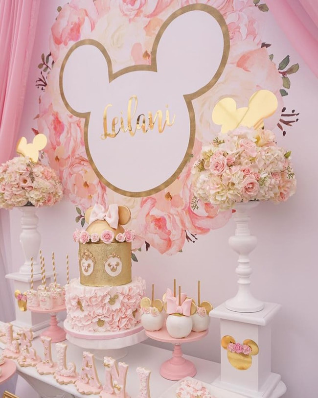 Minnie Mouse Birthday Decorations Pink
 Pink and Gold Minnie Mouse First Birthday Party