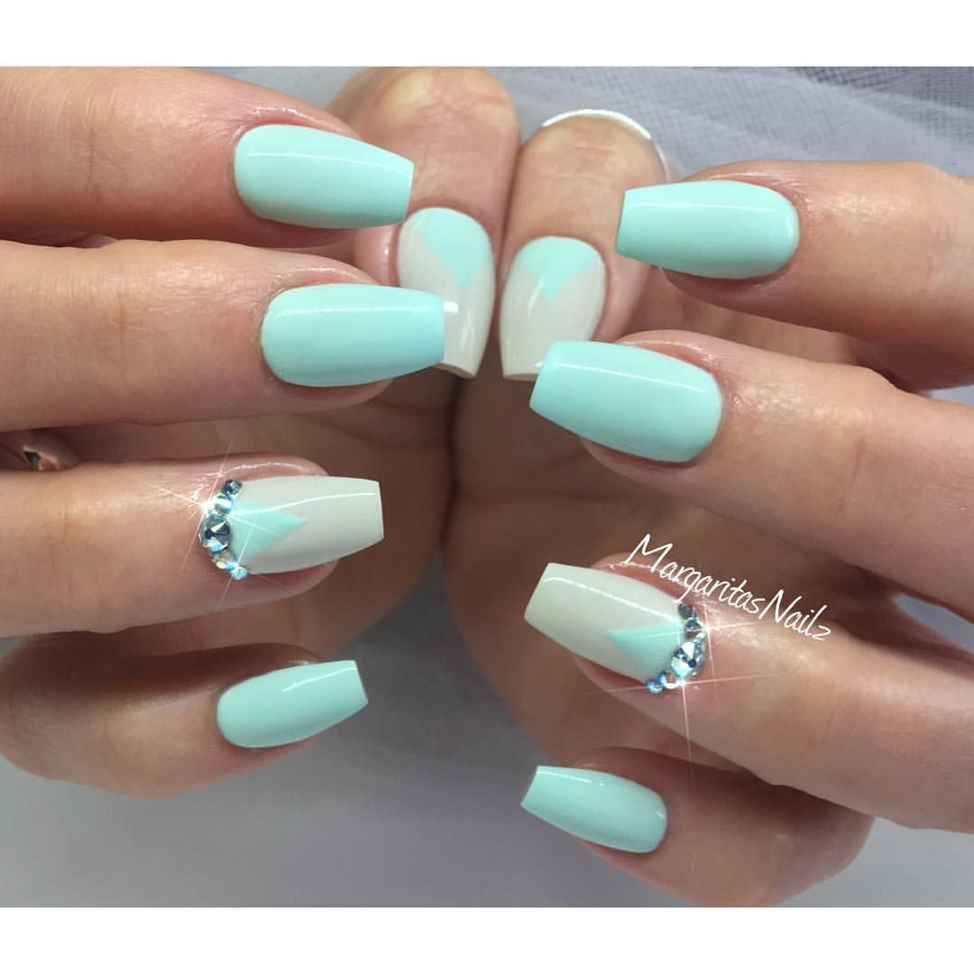 Mint Green Nail Designs
 Spring nails mint green nail art