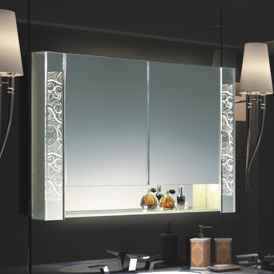 Mirror Cabinet For Bathroom
 LED Mirror Cabinet W 2 Adjustable Shelves & Single Door