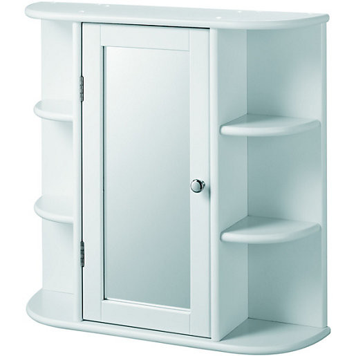 Mirror Cabinet For Bathroom
 Wickes Bathroom Single Mirror Cabinet with 6 Shelves White