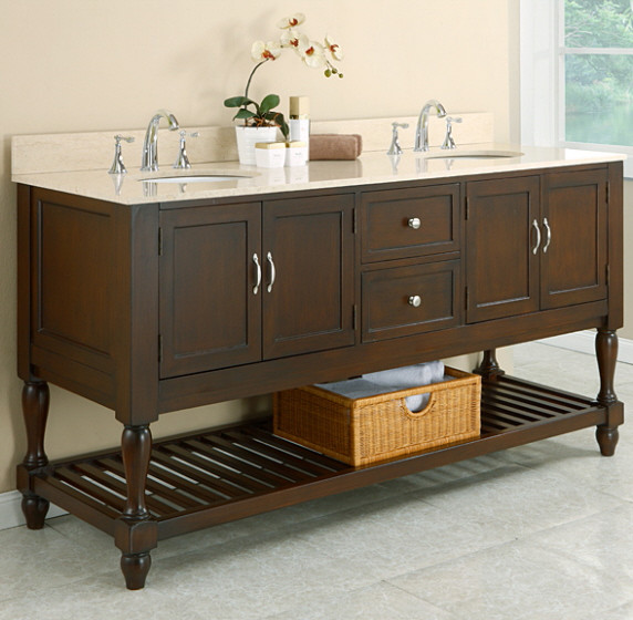 Mission Bathroom Vanity
 70" Mission Style Double Bathroom Vanity Sink Console with