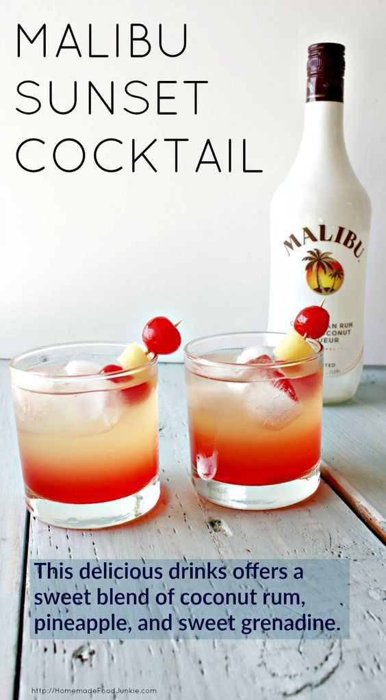 Mixed Drinks With Rum
 Malibu Sunset Cocktail is delicious and refreshing This