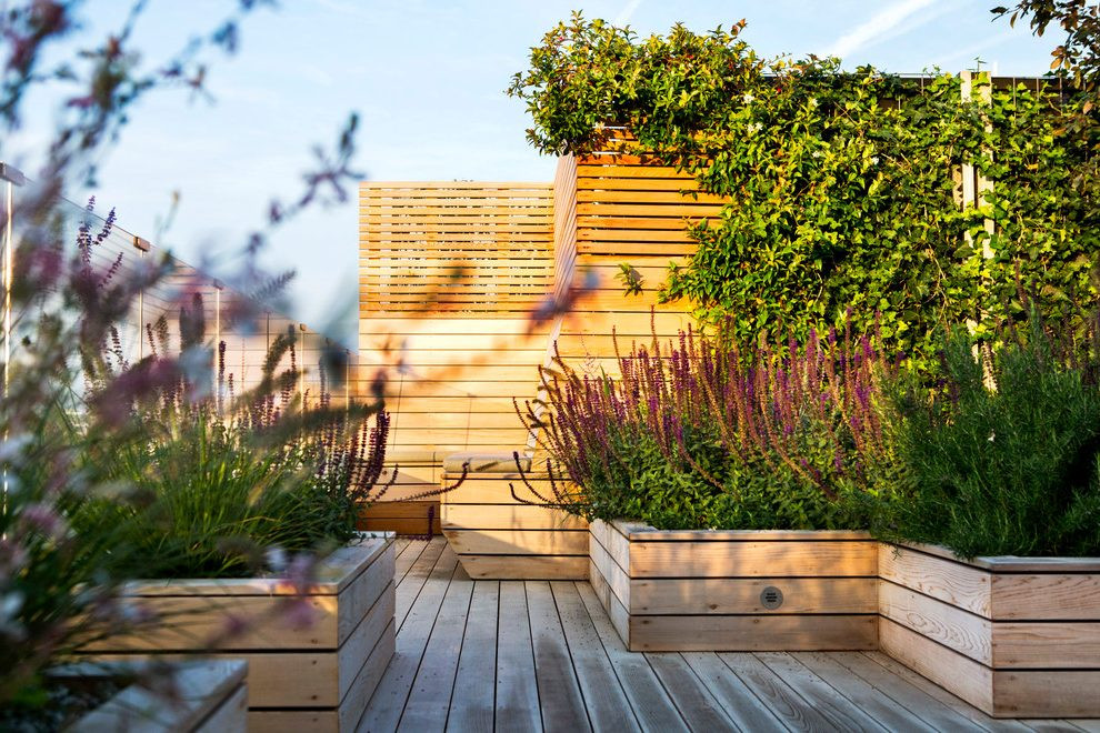 Modern Terrace Landscape
 Diy Deck Bench Porch Modern With Ipe Deck Metal Garden